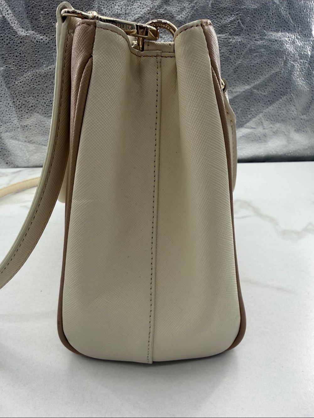 Metro city Structured Blush Satchel with Cream Trim and Tassel Accent - Picture 5 of 15
